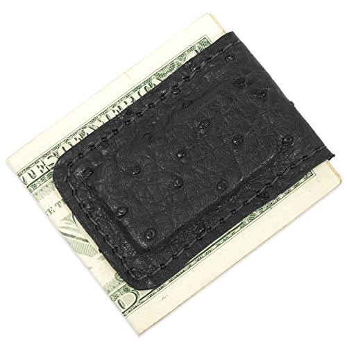 Genuine Ostrich Leather Magnetic Money Cash Clip Handmade