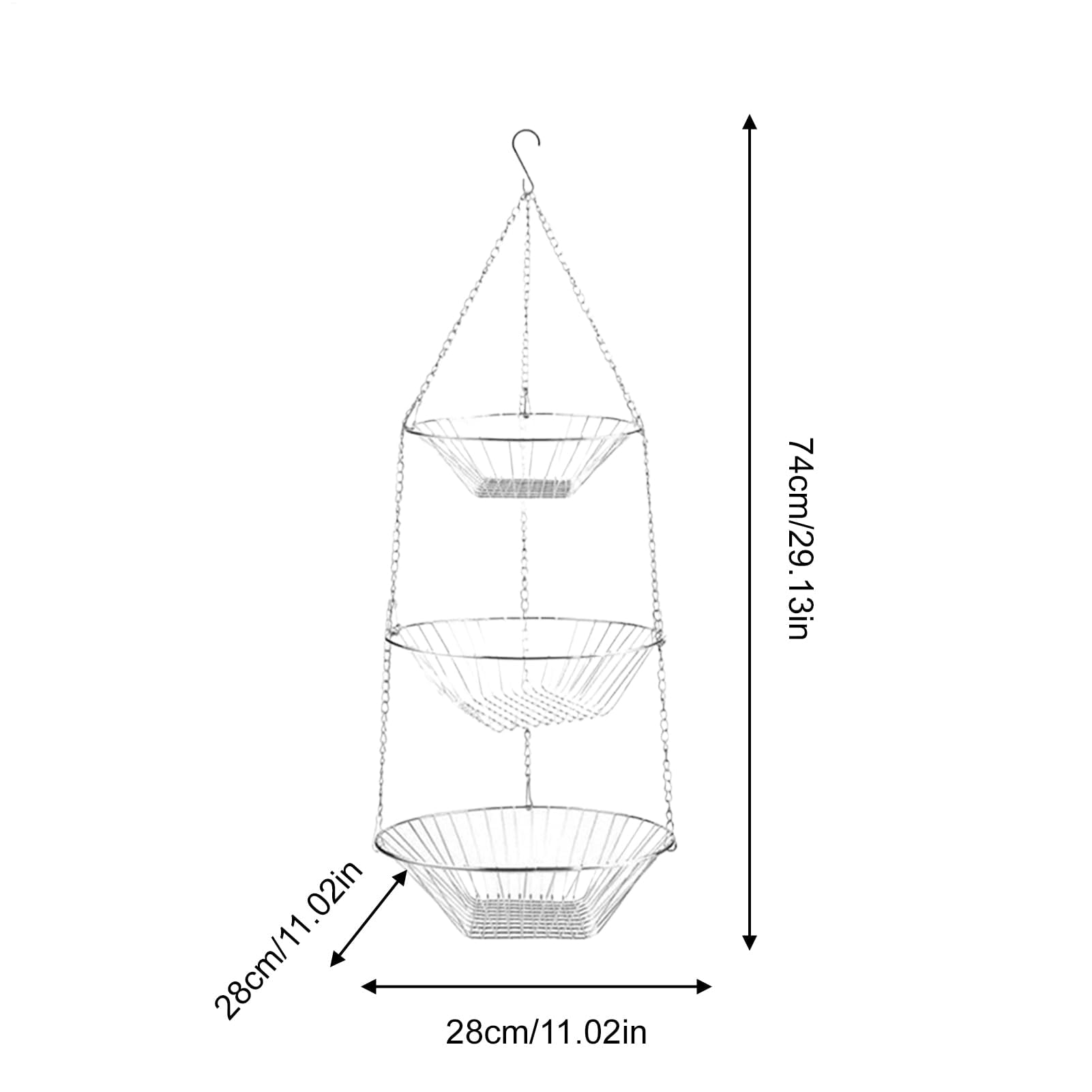 Caja de Almacenamiento Tipo Cesta para Cocina Generisch - Estante de Alambre de 3 Niveles, Ahorra Mucho Espacio y Tiene una construcción de Metal Duradera con Acabado Resistente a la oxidación.