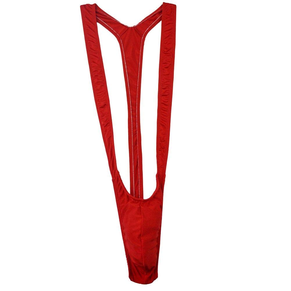 Creamlin Einstellbare Herren Borat Style V Sling Stretch Sexy Unterwäsche Straps Body Strap Thongs Bodysuit (rot)