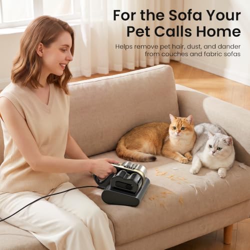 Image of HEAPETS Mattress Vacuum Cleaner, 16Kpa Bed Vacuum with 275nm UV-C Light & 149℉ Heat & Ultrasonic, Dual High-Speed Roller Brushes & H13 HEPA Filter for Pet Hair, Bed, Sofa, Couch, Corded Black