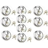 10 Pieces of Stainless Steel Round Disc Shrouded Padlock 70mm 2-3/4, Keyed Same