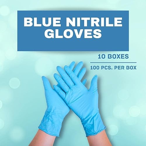 Miniatura 3 de PSBM Guantes desechables de nitrilo industrial, 1000 unidades, puntas de los dedos texturizadas, sin látex y sin polvo, guantes multiusos