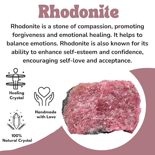 Image of Amazing Gemstone 2 Pieces Rhodonite Raw Crystals and Healing Stones, Natural Rocks for Tumbling and DIY Raw Stones and Crystals