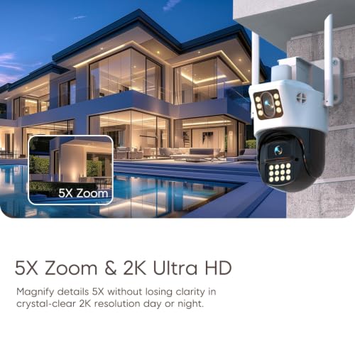Image of VSTARCAM Dual Lens Outdoor Security Camera, 2K UHD WiFi Camera for Home Security with Auto Tracking & Fixed View, Full Color Night Vision, PIR Motion Detection, 2-Way Audio, IP66, SD /Cloud Storage