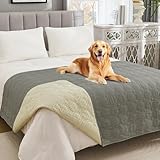 Guchuang Bedding Waterproof Dog Blanket for Bed, Anti-Slip Dog Blankets Washable, 172x208 cm Soft Waterproof Sofa Cover Scratch Dirty and Fur Resistant for Couch and Bed Furniture, Light Grey