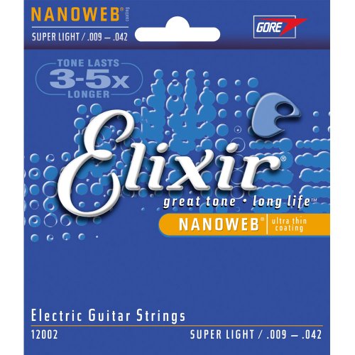 Elixir Jeu de cordes pour guitare électrique fines Revêtement Nanoweb Super Light, 09-42 2 Pack - Les Beatles, Paul McCartney, John Lennon, RIngo Starr, George Harrison Elixir Jeu de cordes pour guitare électrique fines Revêtement Nanoweb Super Light, 09-42 2 Pack