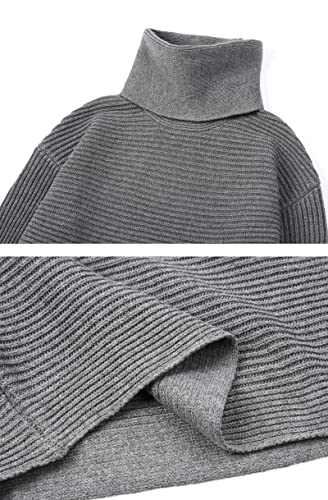 chouyatou Women's Turtleneck 2 Piece Outfits Ribbed Knit Sweater Midi Pencil Skirt Set4