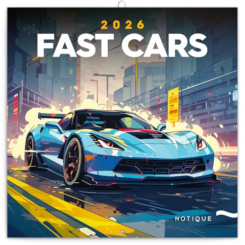 Calendario de pared 2026 Coches fantásticos el regalo ideal de 30x30 cm para apasionados