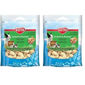 Kaytee Krunch-A-Rounds Sesame Covered Peanut Treat for Pet Rabbits, Guinea Pigs, Chinchillas, Hamsters, Gerbils, Mice and Rats, 3 oz (Pack of 2)