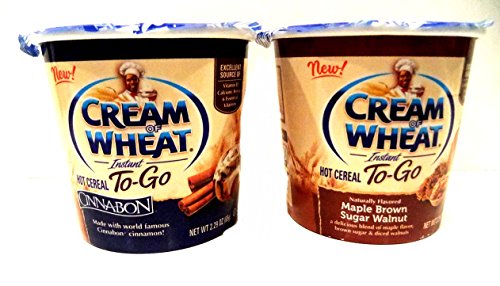 Cream of Wheat, NEW! Hot Cereal To-Go Cups, Variety 6 Pack + FREE 24 count Pack of Heavy Duty Plastic Spoons, 3 cups of CINNABON, 3 cups of MAPLE BROWN SUGAR WALNUT (2.29 oz cups)