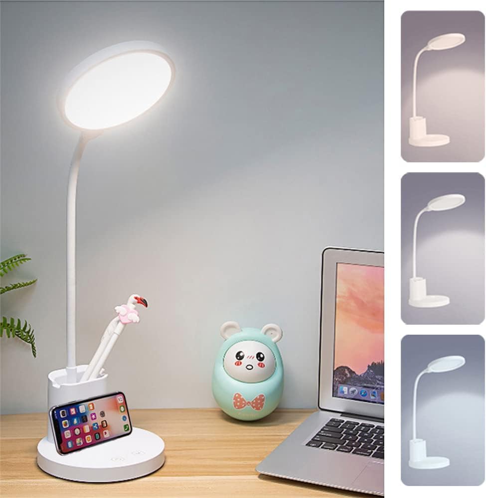 Desk Lamp with Pen Stand & Stationery Holder Mobile Stand, Eye Caring Reading Table Lamp, 3 Modes Brightness Levels, Touch Control,Eye-Caring, 360° Flexible Gooseneck Desk Light for Study Home-image-44