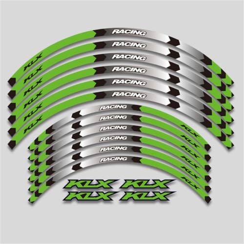 Dekorative Aufkleber Motorrad Zubehör Rad Aufkleber Reflektierende Streifen Felge Für Kawasaki KLX250 1979-2020 KLX250S 2006-2014 KLX300 1997-2022(1 Style A Green)