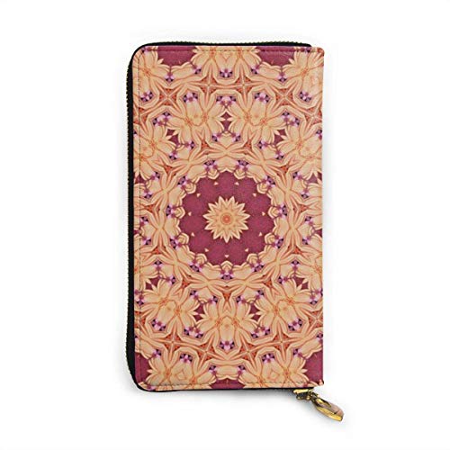 Preisvergleich Produktbild JHGFG Abstrakter Hintergrund Blumiger Hintergrund Kaleidoskop Echtes Leder Geldbörse Lange Damen Geldbörse Handtasche Multi Kartenhalter Organizer Für Frauen Personalisiert
