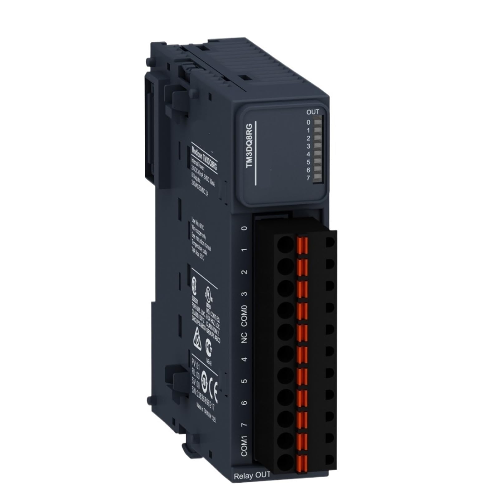 TSCFHGQI TM3DQ8RG discrete output module, TM3, 8 relay outputs, spring, 24V DC