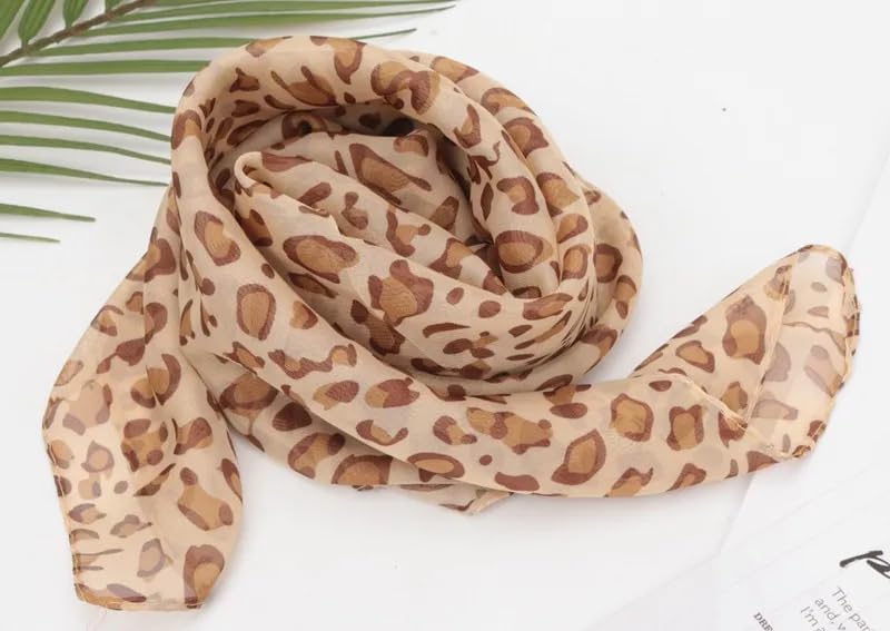 Chiffon-Leopard-Scarf for Womens Square-Handkerchief - Fashion Lightweight Neck Scarf(27 * 27'')3