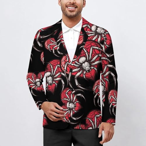 Halloween Spider Heart Web Men's Suits Dress Business Formal Suit Print Jackets Coat for Wedding Party2