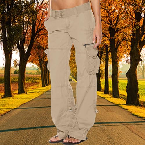 Bengbobar Women Cargo Pants High Rise Military Tactical Pants Women Baggy Pants Straight Wide Leg Trousers with Pockets2
