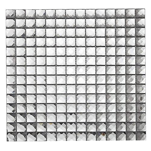 Diflart Peel And Stick Silver Mirror Glass Mosaic Tile Crystal Diamond Chip Self Adhensive 3D Wall Tiles Pack Of 5 Sheets thumb #7