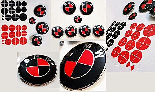 MATTE BLACK and MATTE RED Sticker Overlay Vinyl for All BMW Emblems Caps Logos Roundels