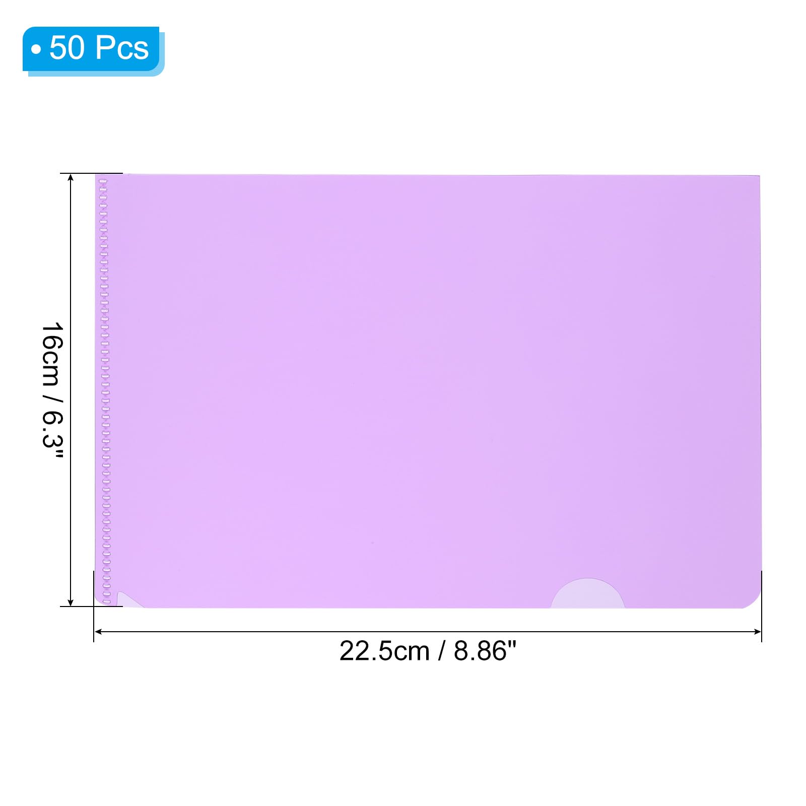 PATIKIL L Type Folders 50 Pack A5 Plastic File Project Pockets Clear Paper Document Jacket Sleeves for Office Purple - Image 2