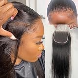 Topnormantic 4x4 Transparent Lace Closure, 12A Grade Human Hair Lace Closure for Women Brazilian Virgin Hair Swiss Lace Closure Pre Plucked with Baby Hair Silk and Soft Straight Hair Closure Free Part 12 Inch (12inch, 4X4 Transparent Lace Closure)