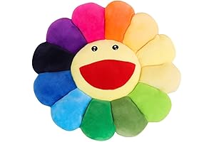 17" Kawaii Kaws Plush Flower Pillow Rainbow Sunflower Stuffed Toy Sofa Cushion Decor