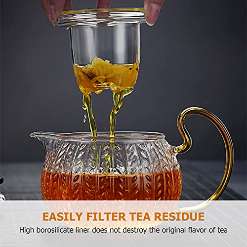 Luxshiny Hervidor de Té de Cristal 1Pc Tetera de Vidrio con La Tetera del Hogar del Filtro para El Té de Hoja Suelto… - Imagen 5