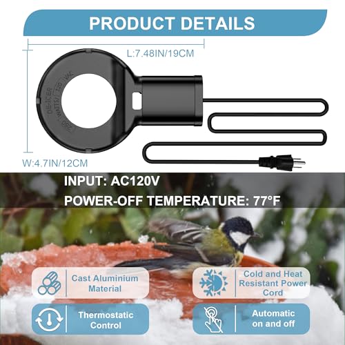 image for Tiflev Utility De-Icer Submergible Cast Aluminum Chicken Water Heater 