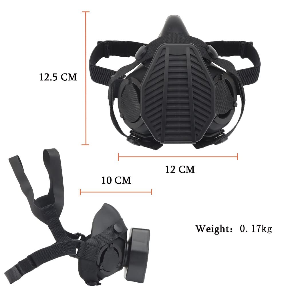Masque respiratoire tactique Demi-masque à gaz pour la chasse militaire Airsoft Paintball CS (Couleur : MA-119-BK)