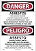 NMC ESD95PC Bilingual OSHA Sign, Legend "DANGER - ASBESTOS CANCER AND LUNG DISEASE HAZARD AUTHORIZED PERSONNEL. . .", 14" Length x 20" Height, Pressure Sensitive Adhesive Vinyl, Black/Red on White