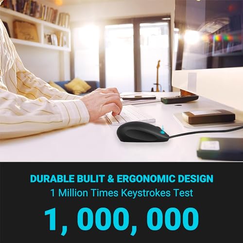 Ant Value OM120 Wired Optical Mouse, 1000 DPI, 3ft Cable, Easy and Accurate Scroll Button, Optical Sensor Computer Mouse, Left and Right-Hand Use... - Image 3