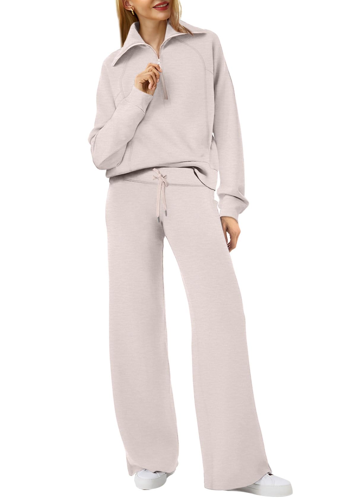 Lounge Sets For Women 2025 Half Zip Sweatshirt And Wide Leg Sweatpant 2 Piece Outfits Sweatsuit Tracksuit