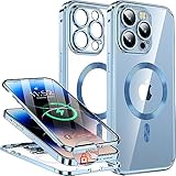 iPhone 14 pro 用 ケース ＣＤループ MagSafe 対応 両面ケース 全面保護 (押さえロック式)(シェラブルー,(iPhone 14 pro 用,6.1インチ）