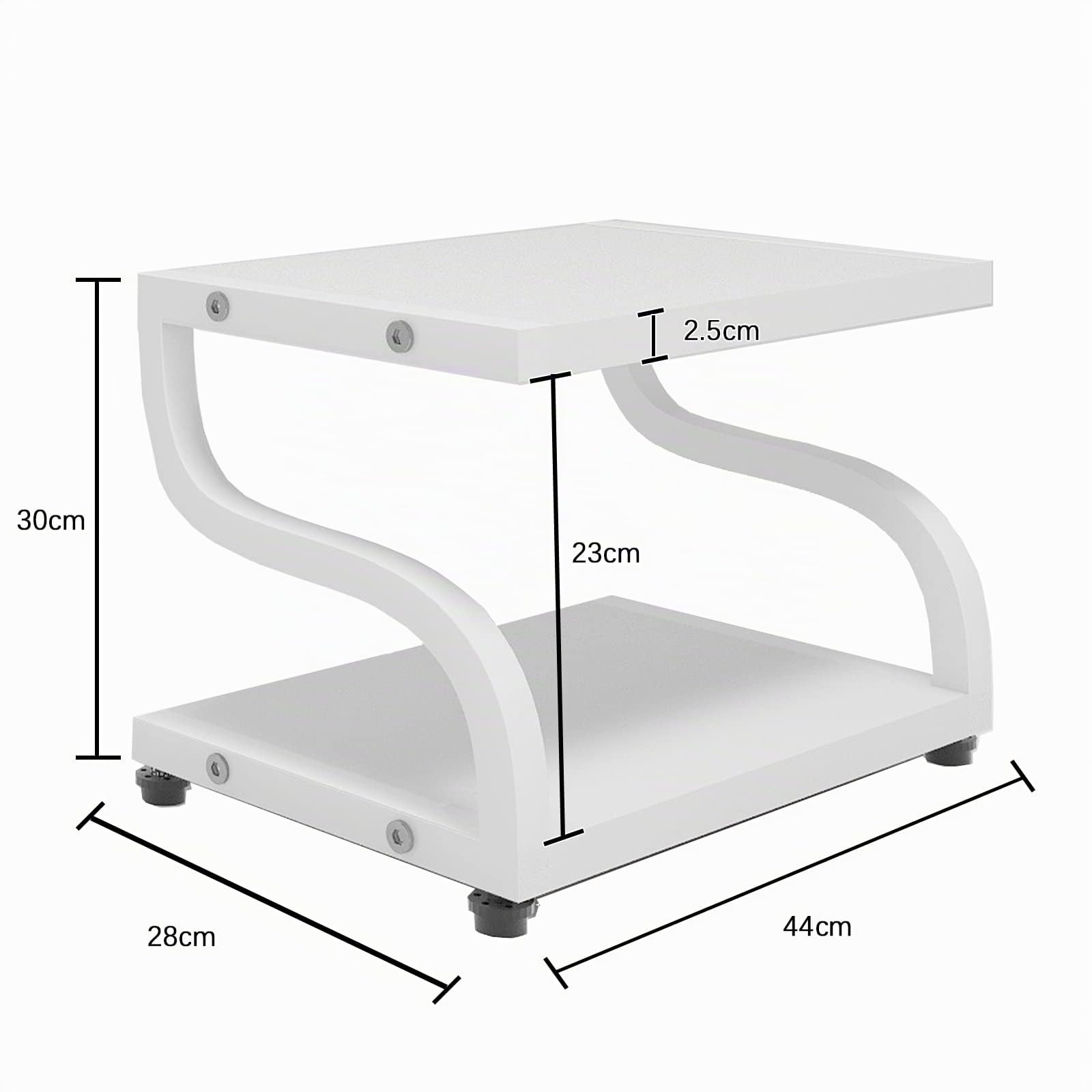 PUNCIA Supporto per Stampante da Tavoloa 2 Livelli 44x28x30CM Porta Stampante Tavolo da Lavoro Antiscivolo per Organizer da Tavolo,Vassoio a due Livelli per Forno a Microonde Bianco