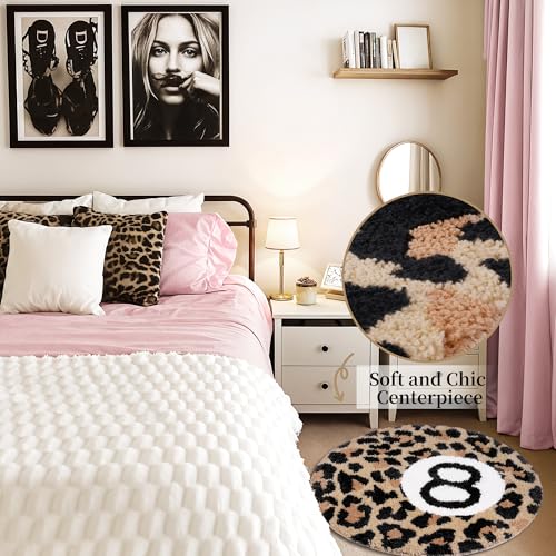 Tapete redondo estampado 32" pelo sintético suave miniatura 2