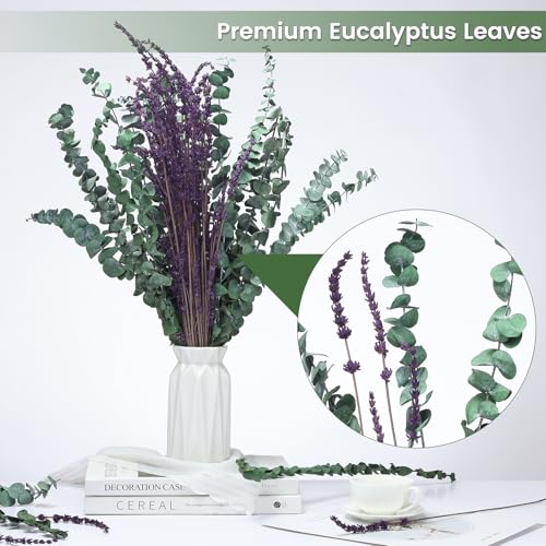 Image of Real Eucalyptus for Shower Hanging Dried Eucalyptus Stems for Shower with Natural Real Live Lavender Bundle 17''