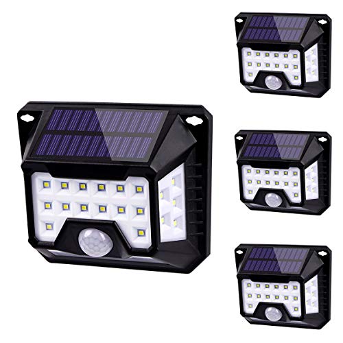 Preisvergleich Produktbild HIFAIRY Solarlampen für Außen, 128 Leds Solarleuchte Solar Wasserdichte Wandleuchte mit Bewegungsmelder, Besten für Garten, Terrasse, Hof, Garage, Auffahrt -4 Stück