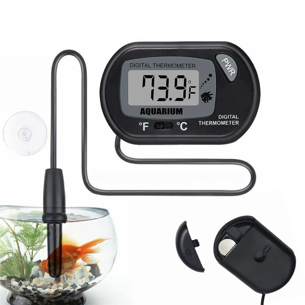 Treki Thermomètres Aquarium LCD Thermomètre Digital Ventouse Thermometre Fish Tank Numérique Aquarium ThermomètreS avec Sonde pour Aquariu m Marin Incubateur Réservoir