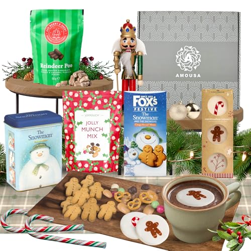 Christmas Hot Chocolate Gift Set With The Snowman Gifts Hot Choc Tin, Gingerbread Biscuits, Marshmallows & Festive Treats – Xmas Eve Box, Hot Chocolate Hamper & Christmas Hamper For All Ages