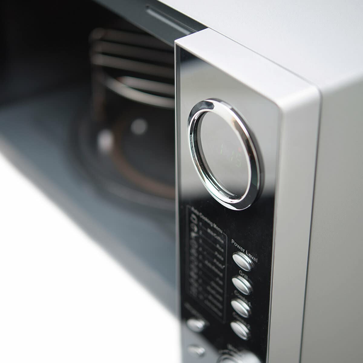 H.Koenig VIO9 – Micro‑ondes multifonction, 25L, 1000W, Plateau tournant 27cm, 10 modes de cuisson, Décongélation Express, Minuterie jusqu’à 30 min, Ecran LCD, Design miroir noir