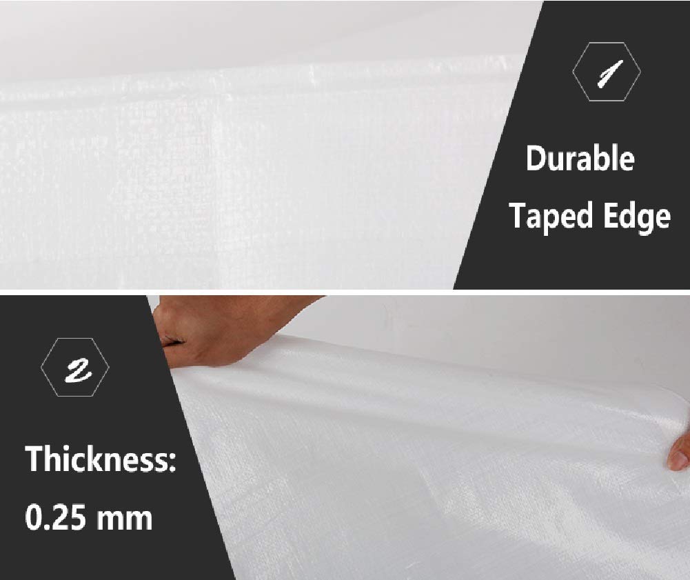 Groß Heavy Duty Persenning Pe Heavy Duty Tarp Überdachung-Zelt, Im Freien Garten-Freizeitmöbel Regenschutz, Weiß, 160 G/M² Tarpaulin Wasserdichter Heavy Duty,2Mx3M
