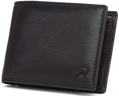 Preisvergleich Produktbild Hodalump Herren Leder Geldbörse mit RFID-Schutz Geldbeutel Schwarz
