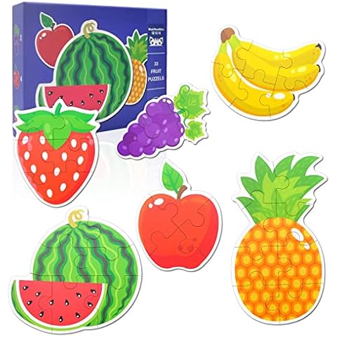 Puzzles for Kids Ages 3-5, 6 Pack Fruit Toddler Puzzles Small Puzzles 33Pieces, Baby Toy Puzzle Toddler Montessori Toys Age 3+ Girls Boys Kids… Cover