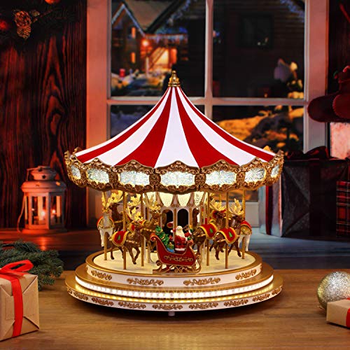 Mr. Christmas Regal Carousel Musical Animated Indoor Christmas Decoration, 17 Inch, White - Image 3