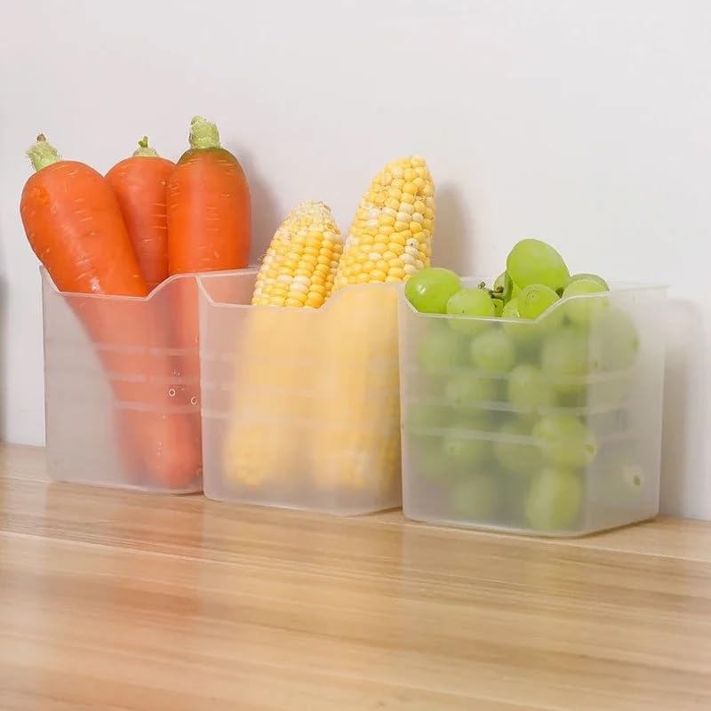 Image of SPECIFY 4 Fridge Multipurpose Containers - Space-Saving Refrigerator Side Door Organizer for Kitchen Fruits, Vegetables - Transparent Storage Boxes