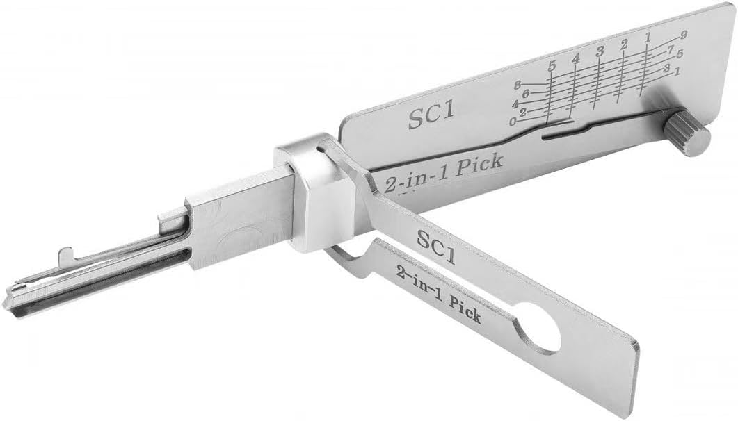 Rlokk Home Door Civil 2 in 1 Lock Pick and Decoder Tool, Lock Picking and Key Reader, Professional Locksmith Tool (kw5)(SC1,White)