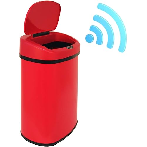 Cubo de basura de acero inoxidable automático sin contacto de 13 galones con tapa para cocina sala de estar oficina baño sensor de movimiento Cubo de basura de acero inoxidable automático sin contacto de 13 galones con tapa para cocina sala de estar oficina baño sensor de movimiento
