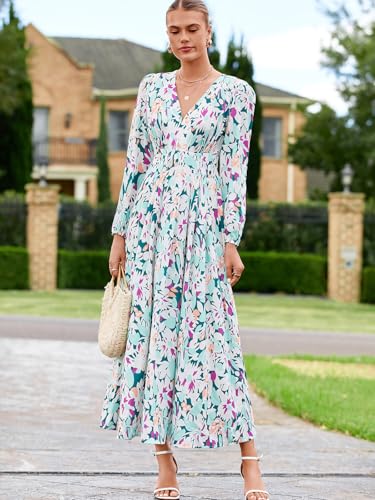 Image of Sissyaki Womens Long Sleeve Summer Maxi Dress 2026 Floral Dress Spring Wedding Guest Dress