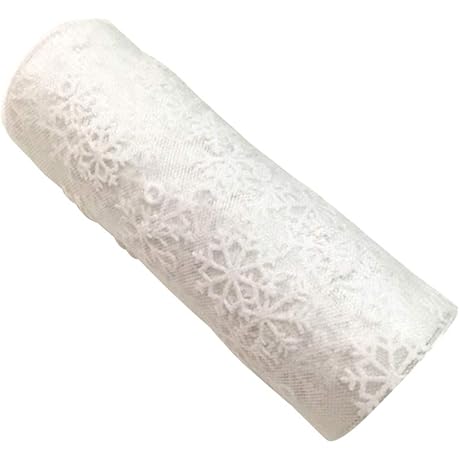 Artibetter Christmas Snowflake Tulle Roll Glittering Organza Gauze Ribbon