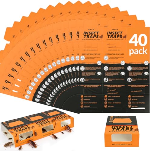 40 Pack Roach Traps Cockroach Traps Indoor Glue Roach Traps Indoor Roach Trap for Home Garage & Shed Pest Control for Home Child & Pets Safe